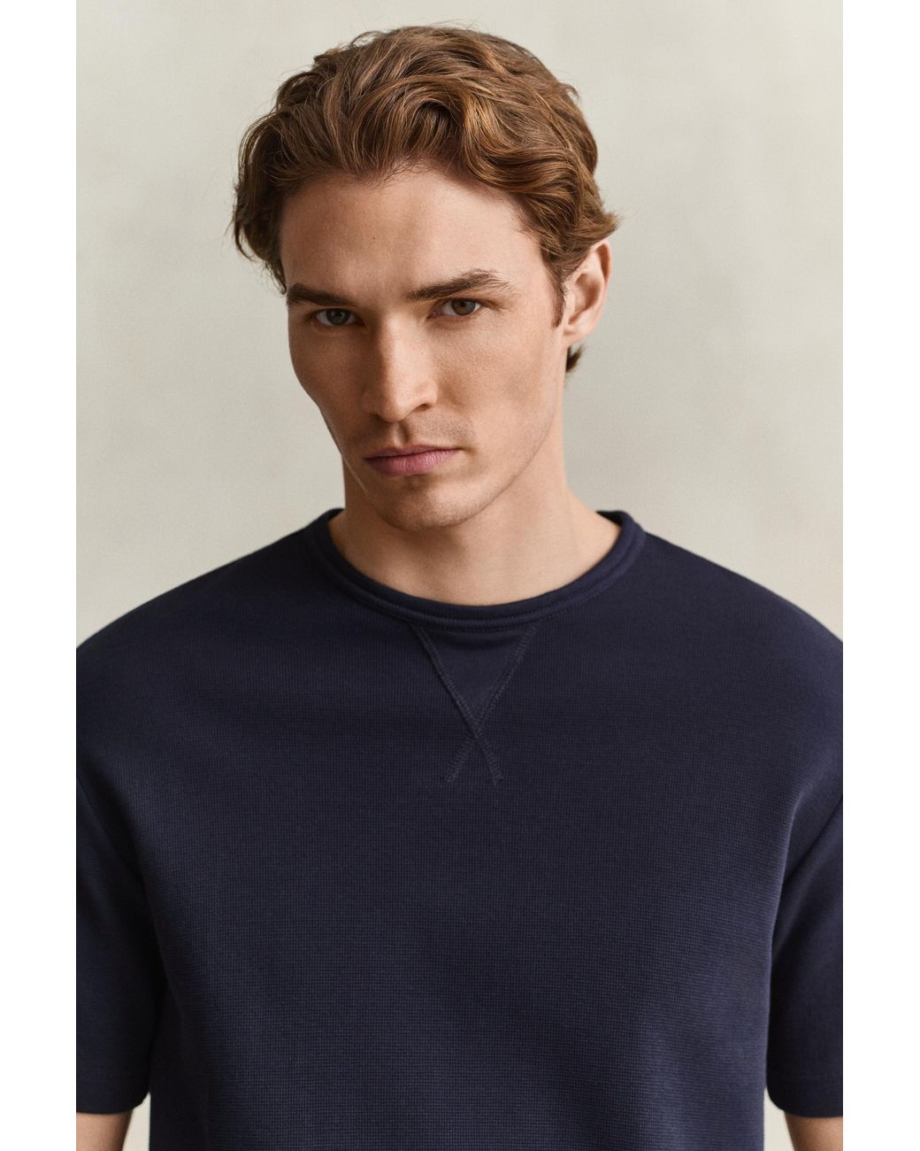 Gant Blue Textured T-Shirt Evening for men