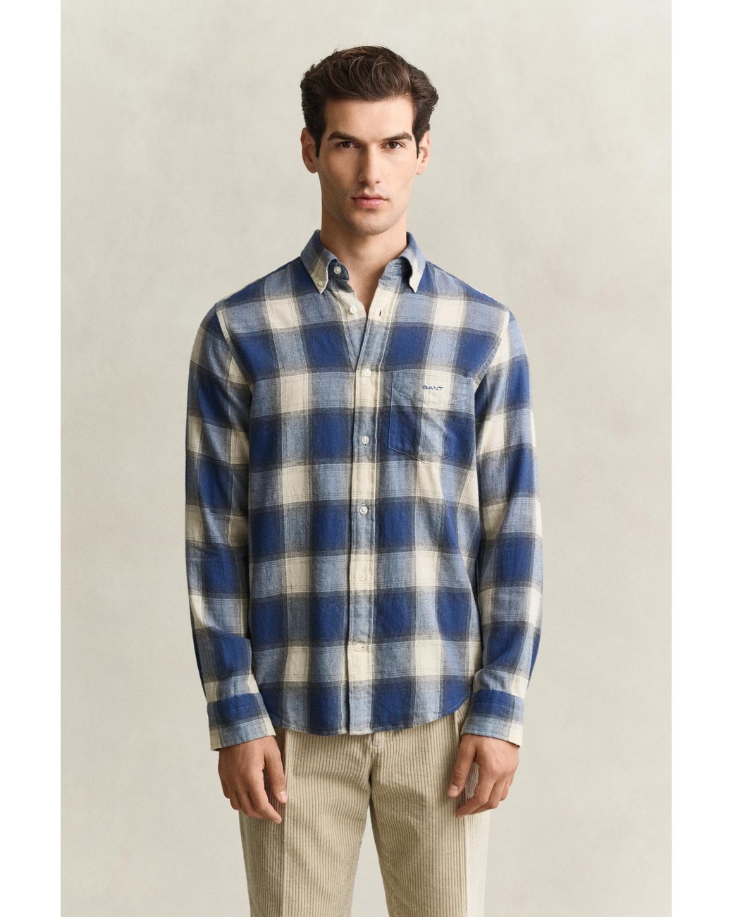 Gant Blue Checked Windblown Flannel Shirt for men