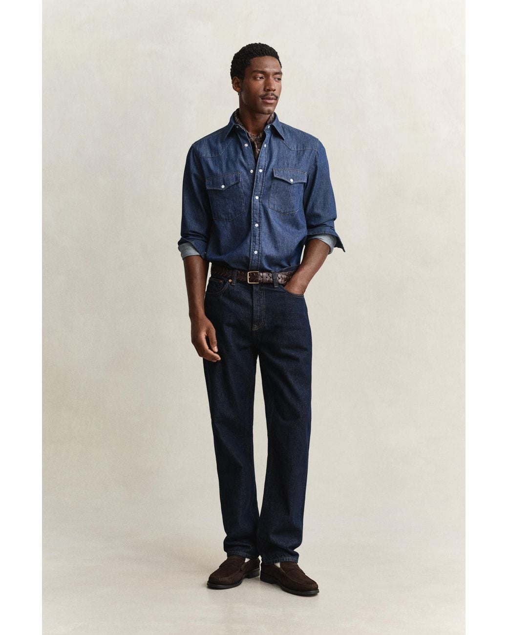Gant Blue Denim Rodeo Shirt Dark for men