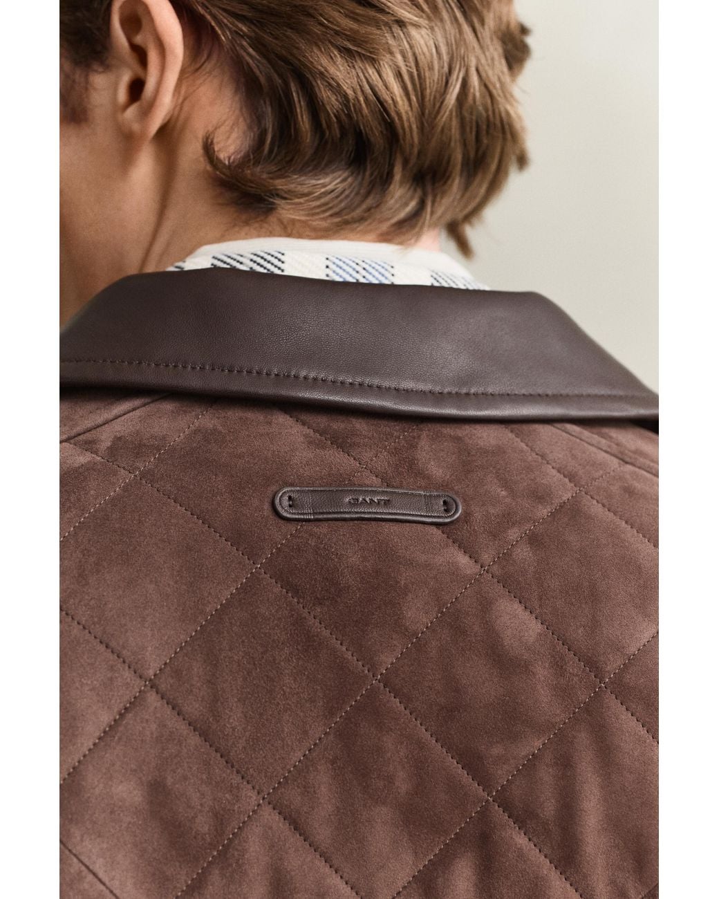 Gant Brown Quilted Suede Jacket for men