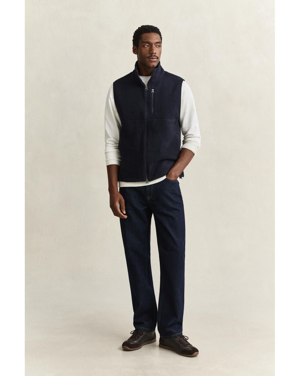 Gant Blue Fleece Vest Evening for men