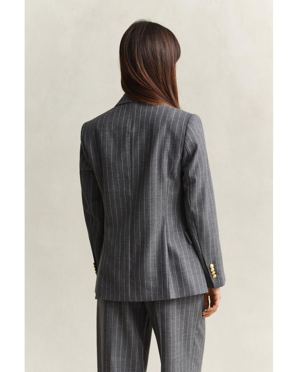 Gant Gray Pinstripe Club Blazer Charcoal Melange