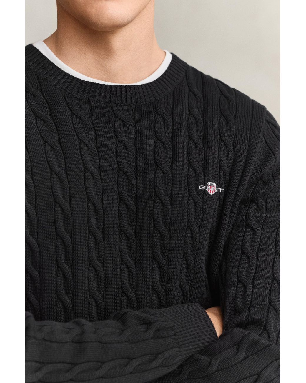 Gant Blue Classic Cable Knit Sweater for men