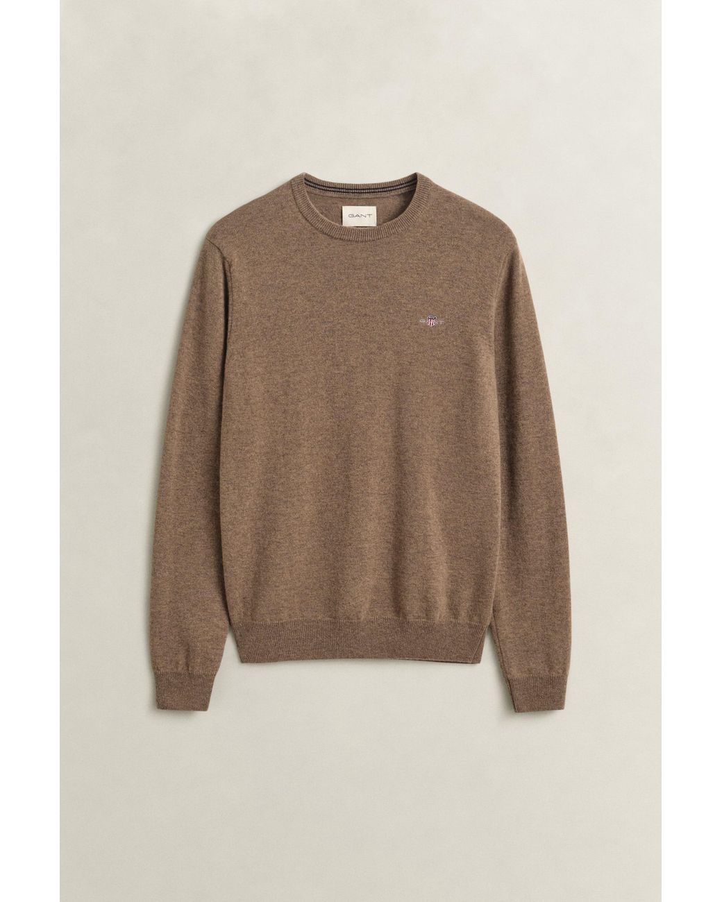 Gant Natural Lambswool Crew Neck Sweater Light Melange for men