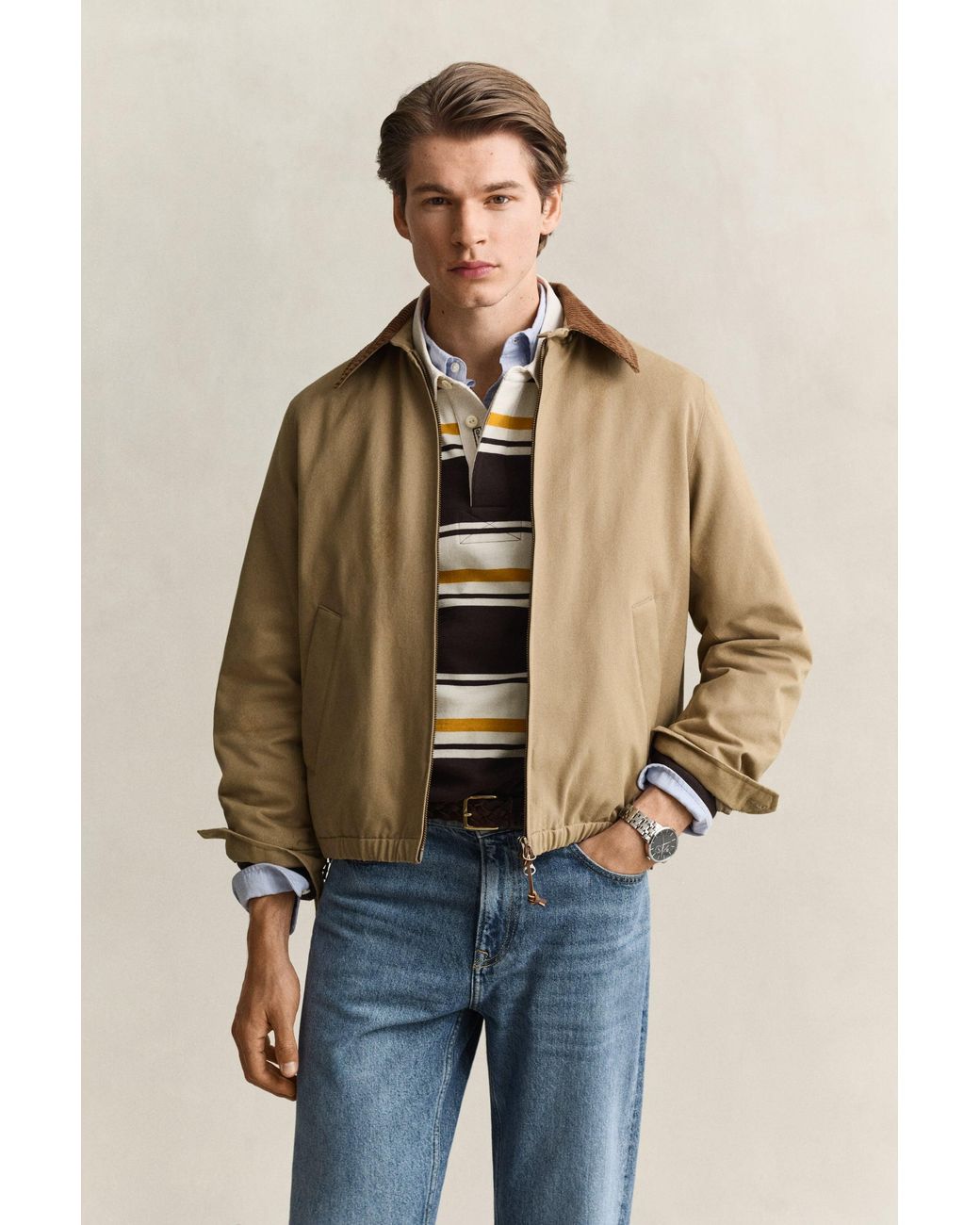 Gant Natural Moleskin Harrington Jacket Light Taupe for men