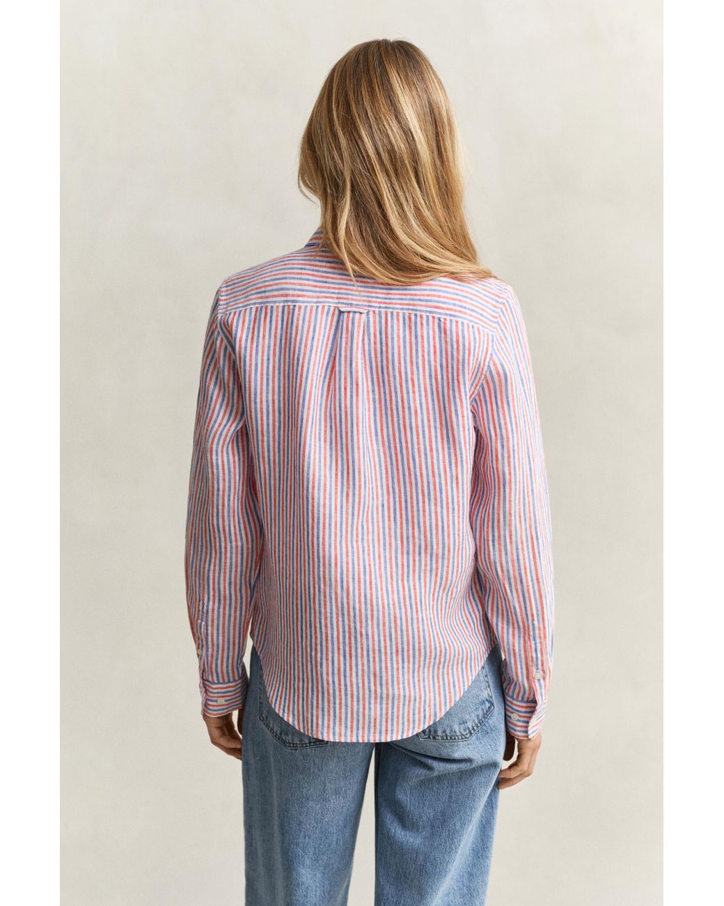Gant Pink Regular Fit Striped Linen Shirt