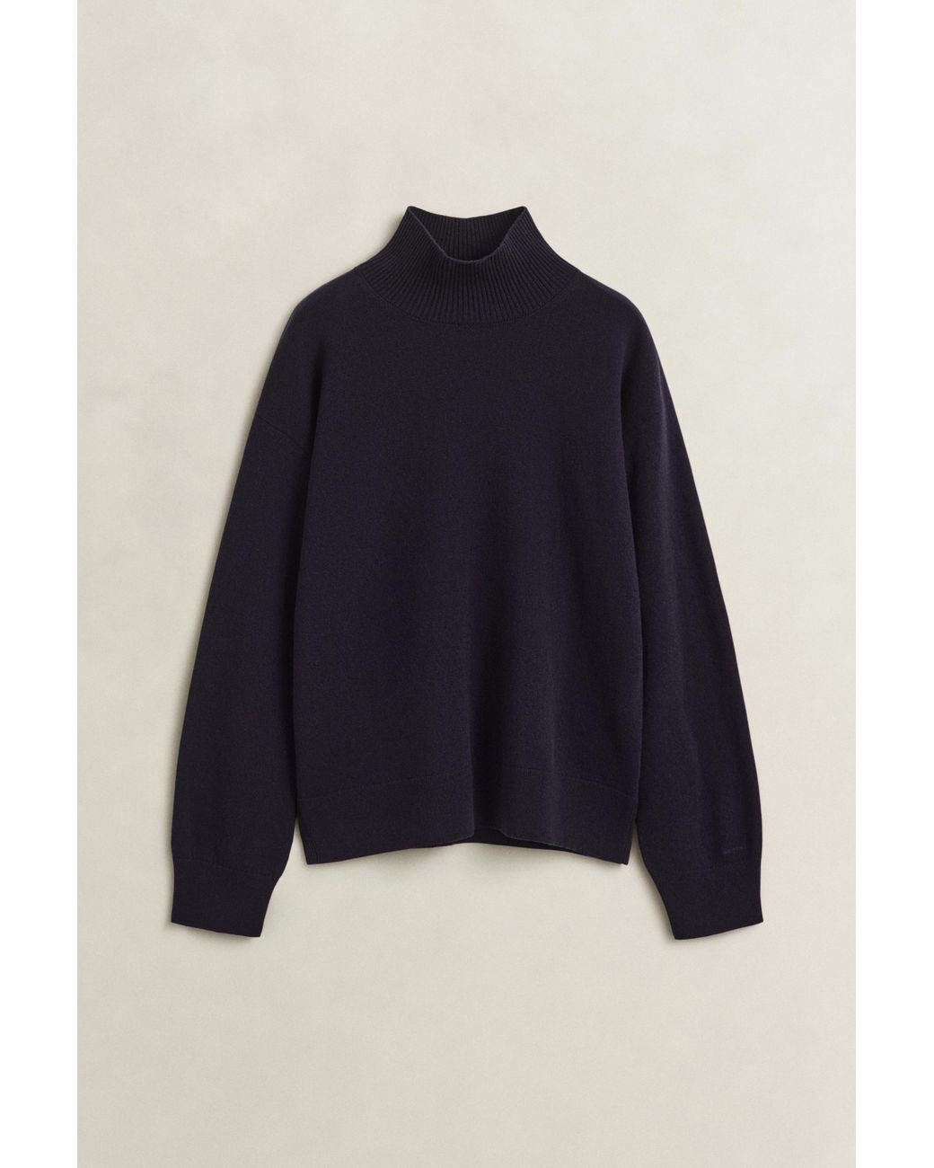 Gant Blue Superfine Lambswool Mock Neck Sweater Evening