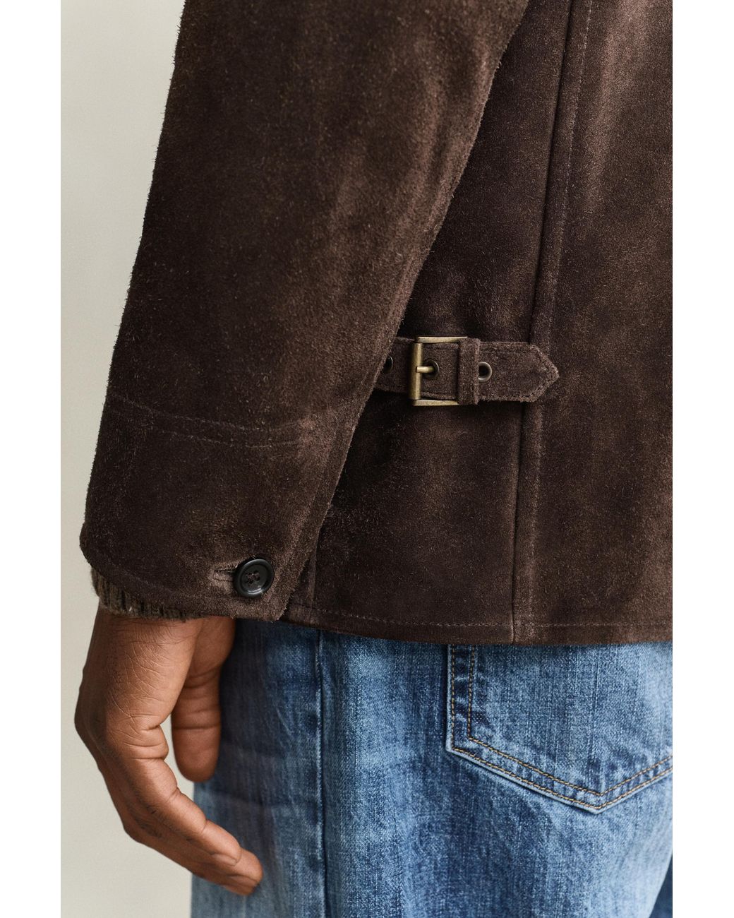 Gant Blue Suede Mid Length Jacket for men