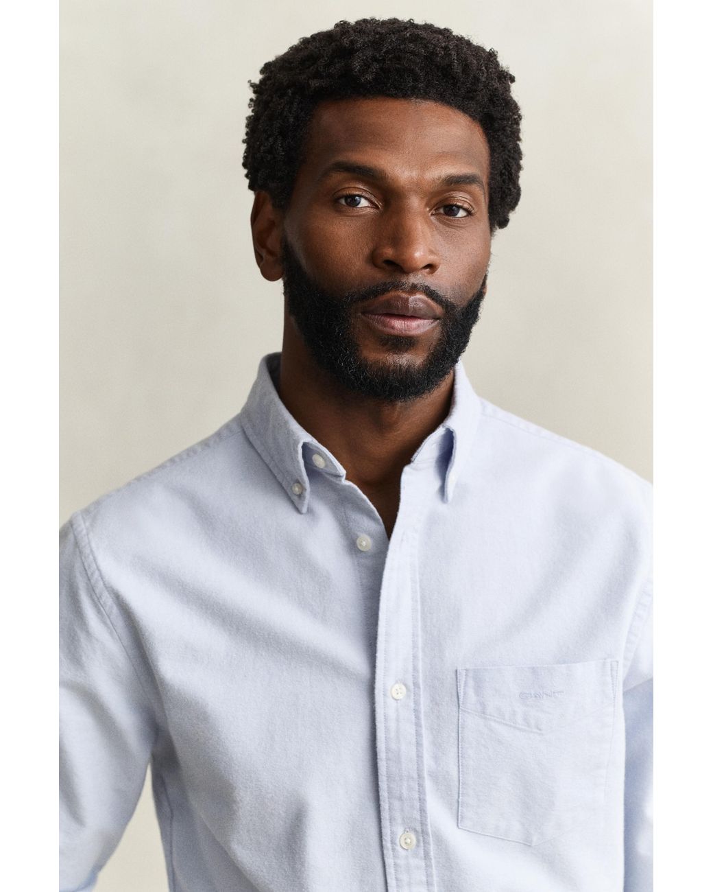 Gant White Brushed Oxford Shirt Clear Sky for men