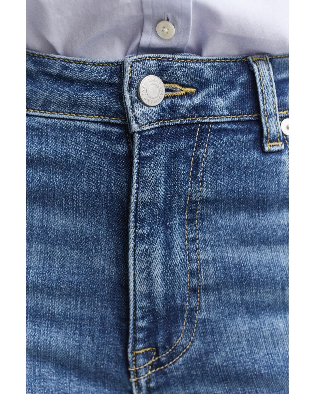 Gant Blue Cropped Stretch Jeans Mid Broken In