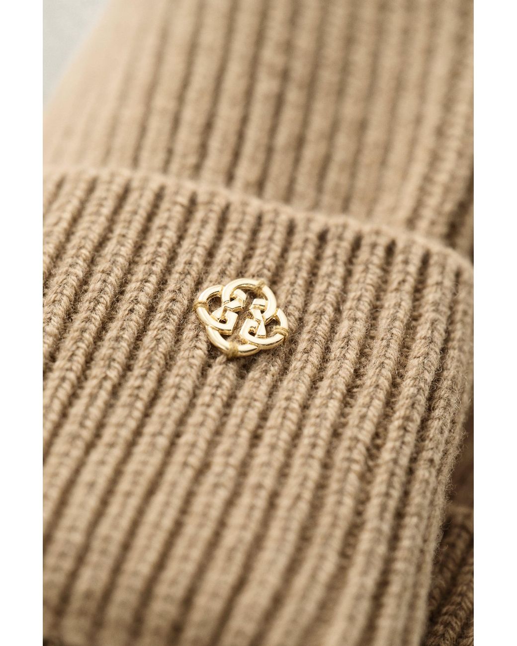 Gant Brown Ribbed Wool Beanie Warm