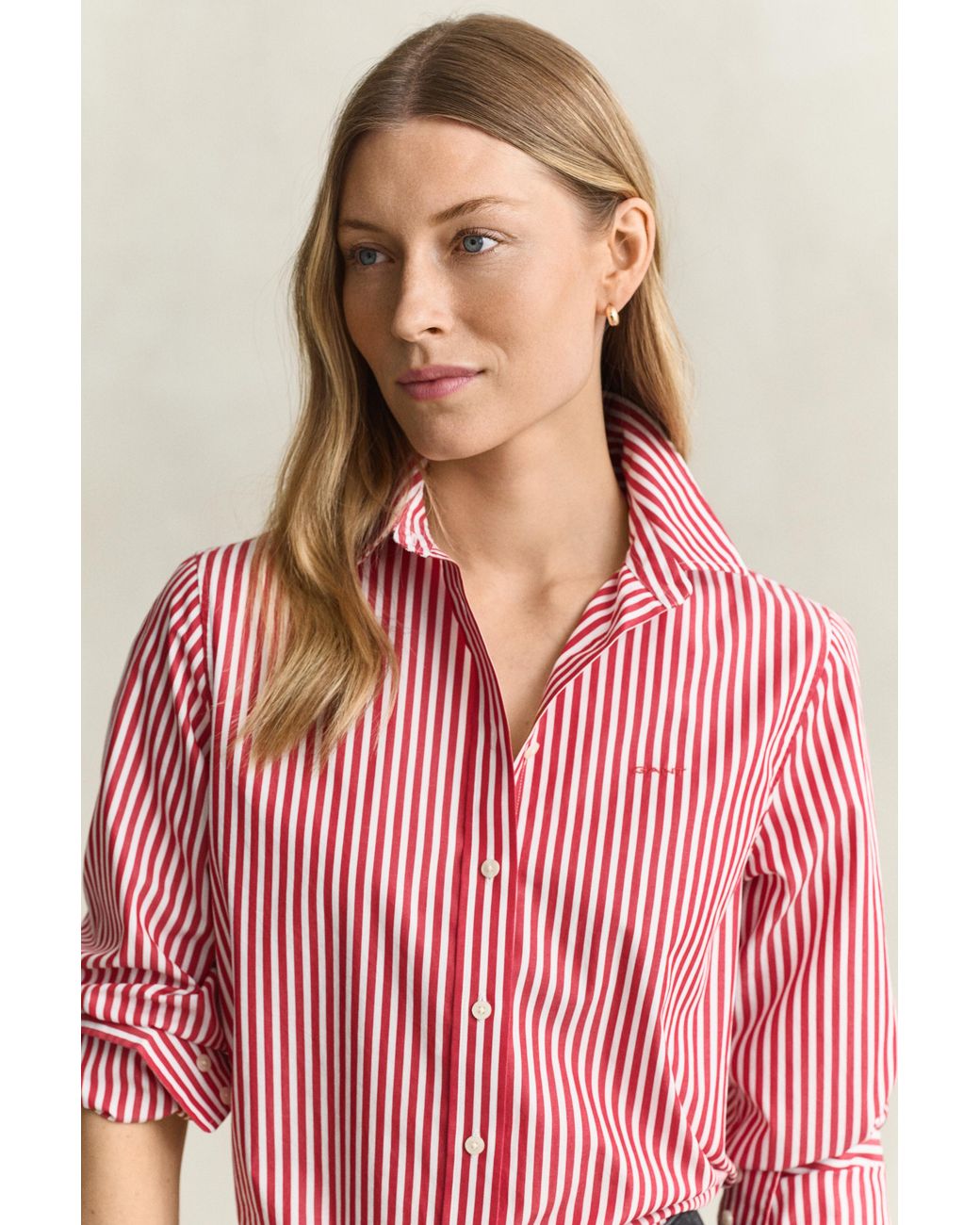 Gant Pink Classic Regular Striped Poplin Shirt Ruby