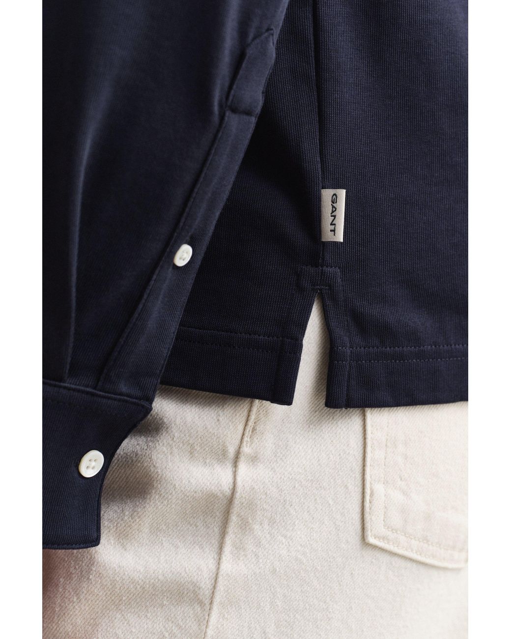 Gant Blue Pima Cotton Long Sleeve Polo Shirt Evening for men