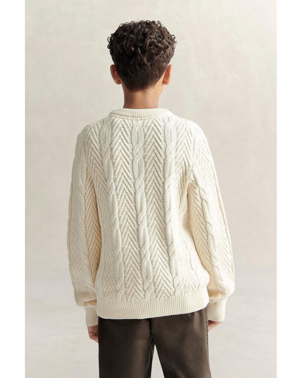 Gant Natural Teens Teen Boys Cable Knit Sweater for men