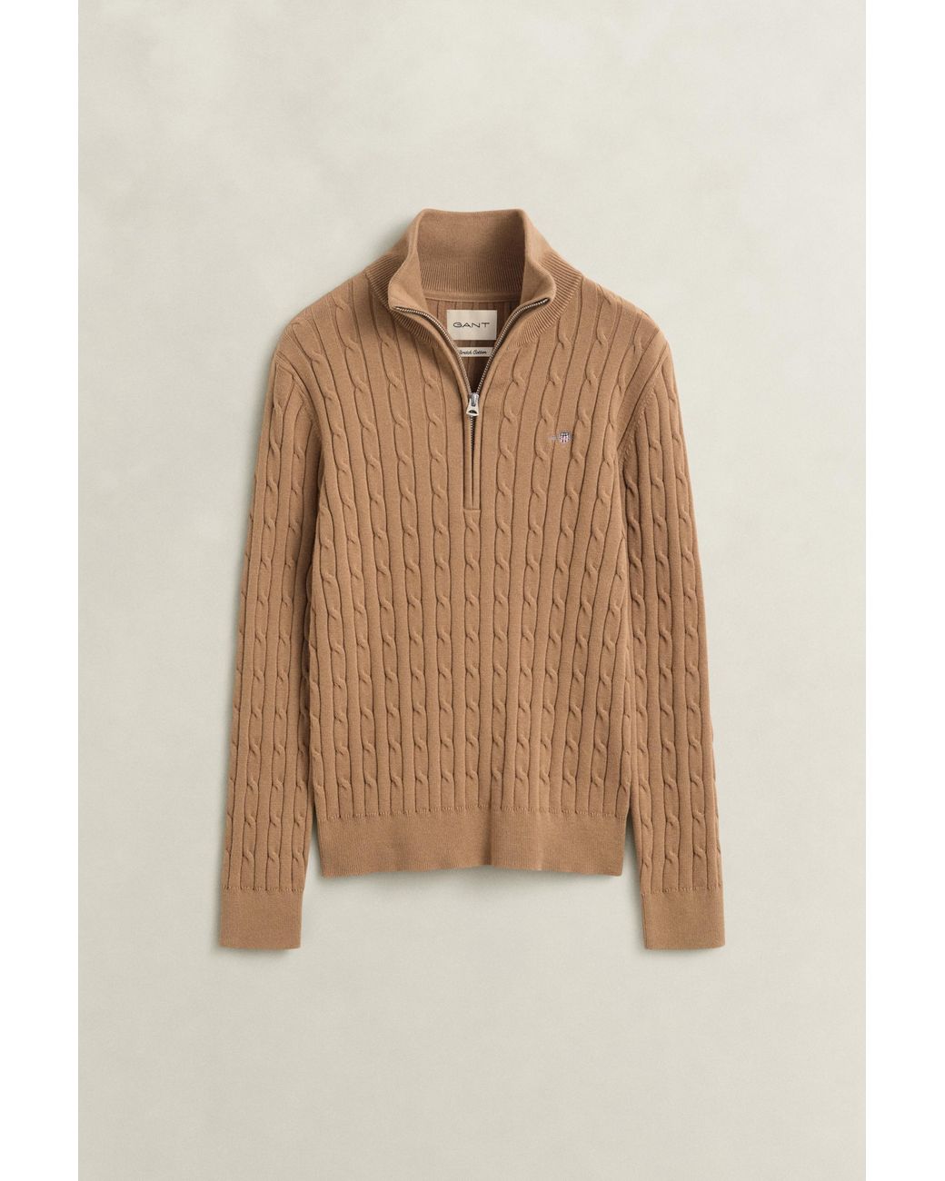 Gant Blue Stretch Cable Knit Half-Zip Sweater Warm