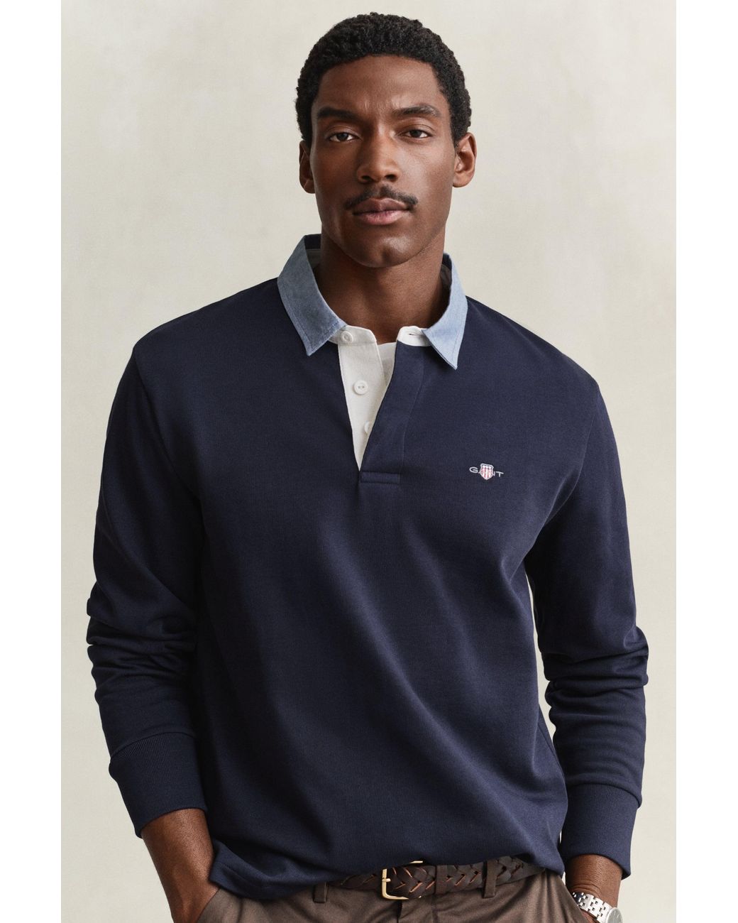 Gant Blue Chambray Collar Heavy Rugger for men
