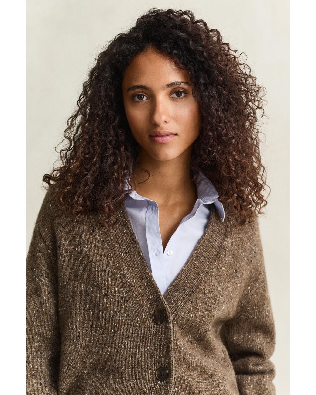 Gant Brown Wool Blend Nepps Cardigan
