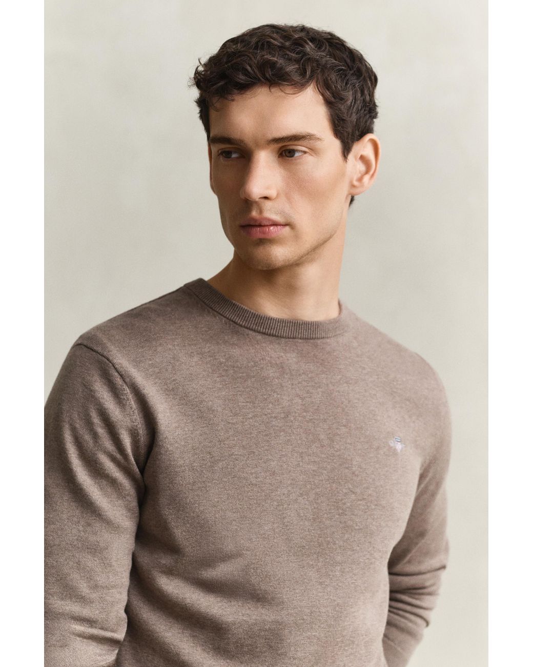 Gant Natural Cotton Crew Neck Sweater for men
