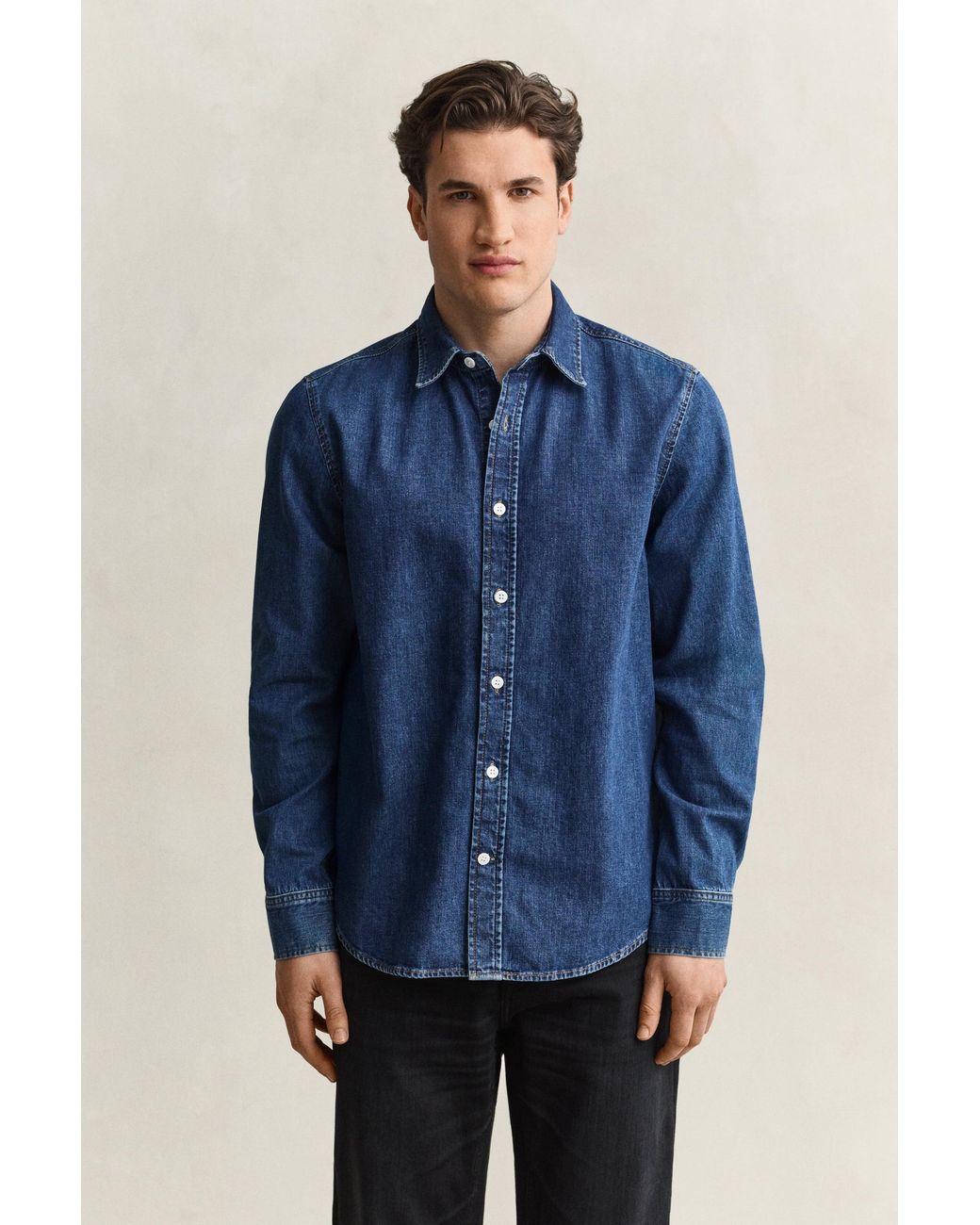 Gant Blue Denim Shirt Mid Worn In for men