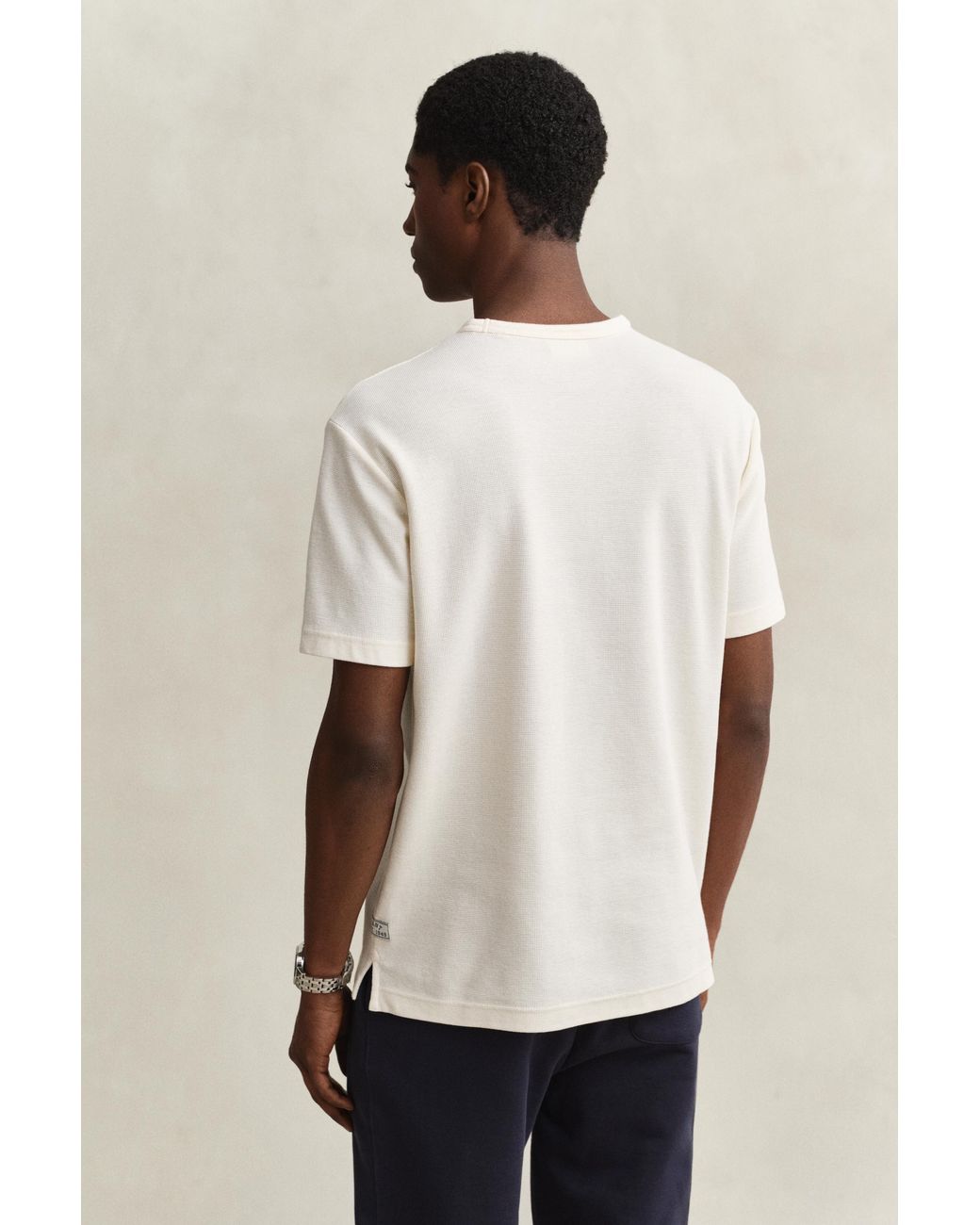 Gant Natural Textured T-Shirt Cream for men
