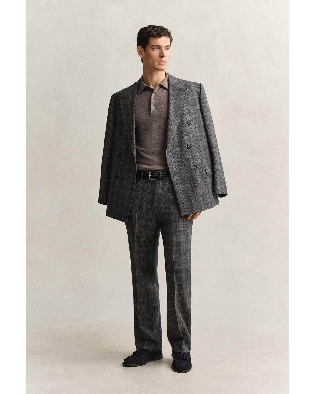 Gant Brown Extra Fine Merino Wool Polo Sweater for men