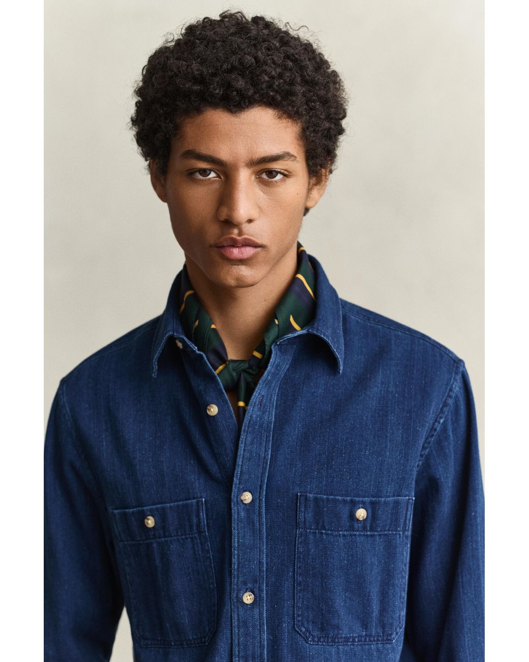 Gant Blue Herringbone Shirt Mid for men