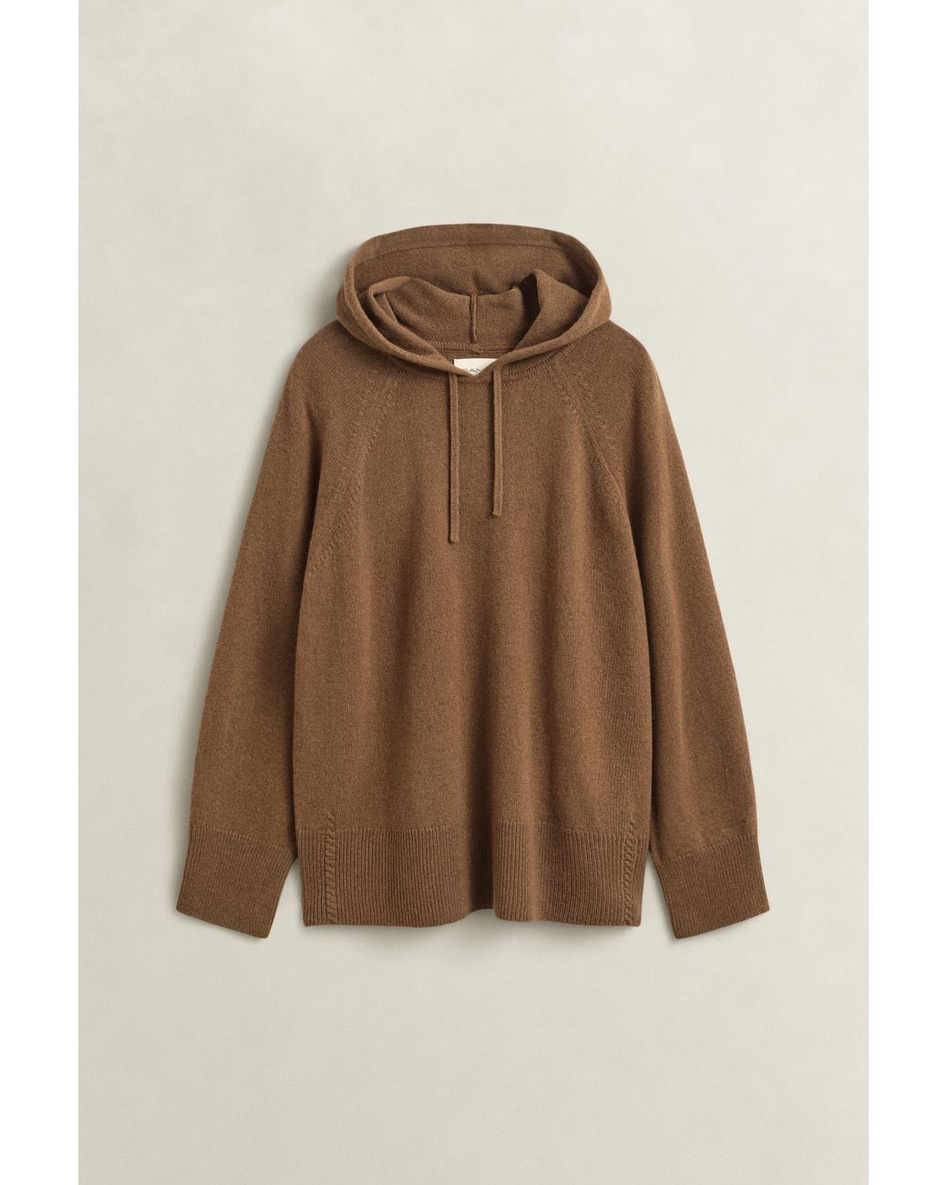 Gant Brown Wool Cashmere Hoodie Warm