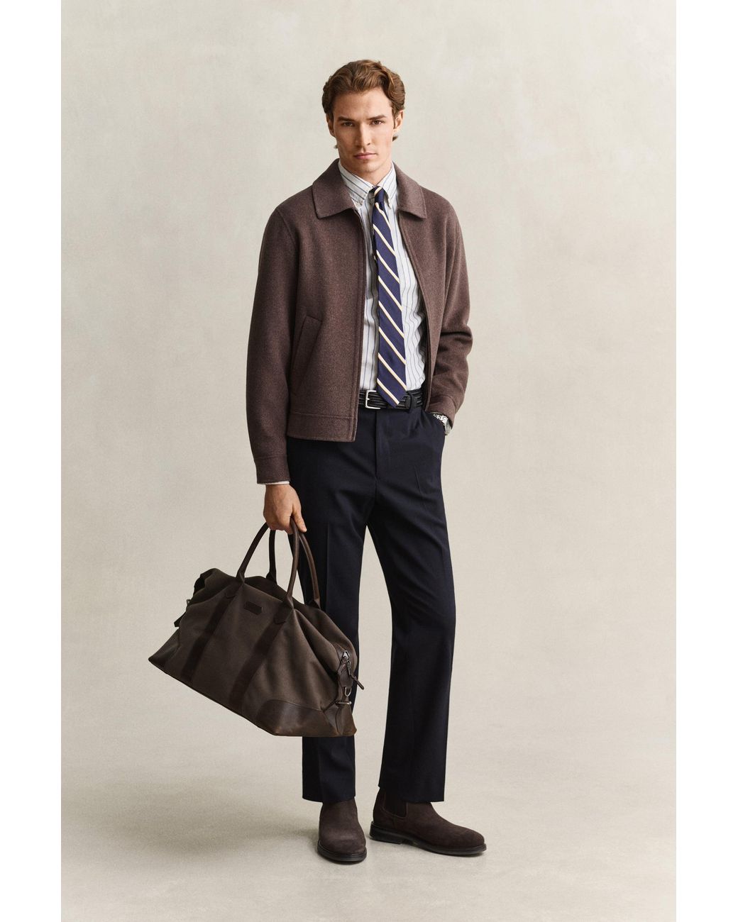 Gant Gray Striped Classic Oxford Shirt Cream for men