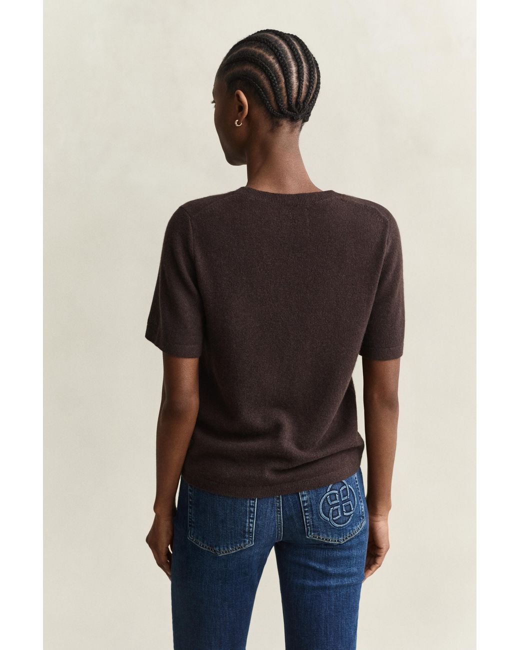 Gant Blue Cashmere Short Sleeve Sweater Deep