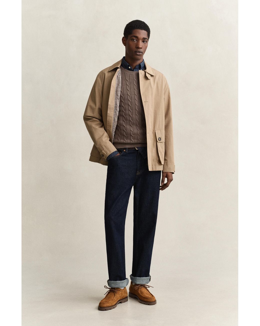 Gant Blue Classic Cable Knit Sweater for men