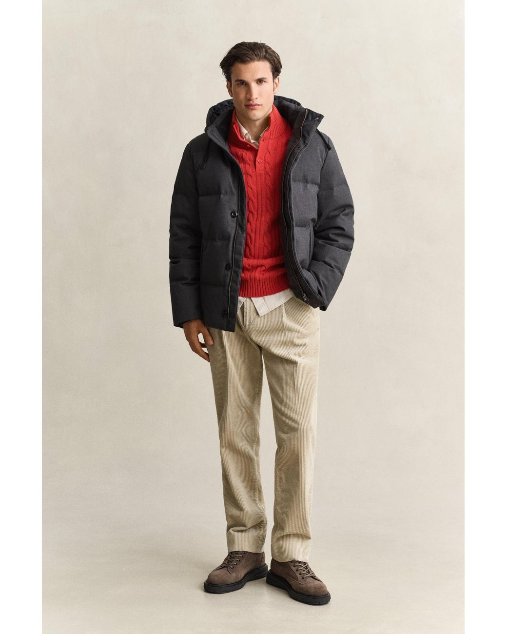 Gant Gray Flannel Down Jacket for men