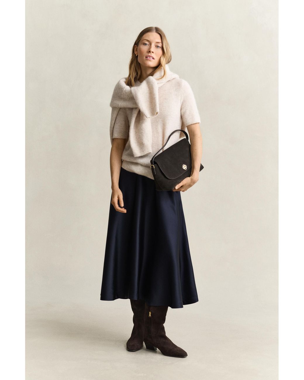 Gant Blue Volume Satin Skirt Evening