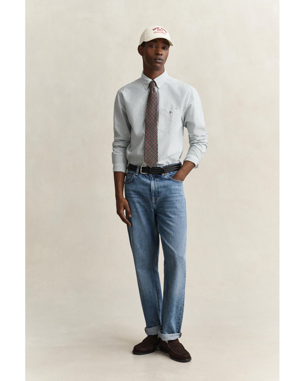 Gant Gray Classic Regular Striped Oxford Shirt for men