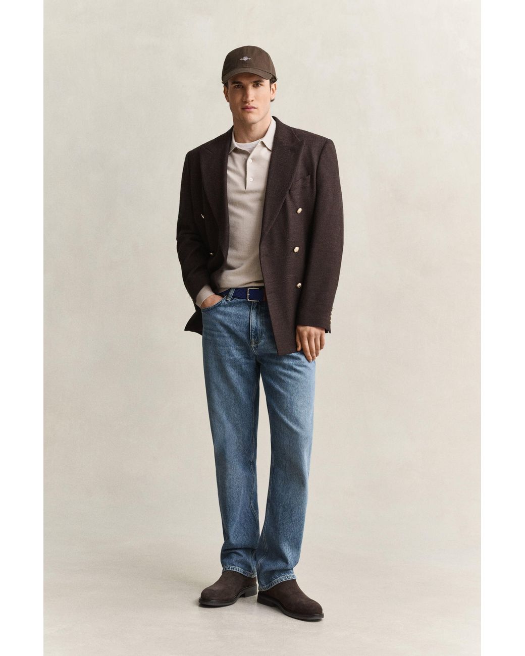 Gant Natural Extra Fine Merino Wool Polo Sweater for men
