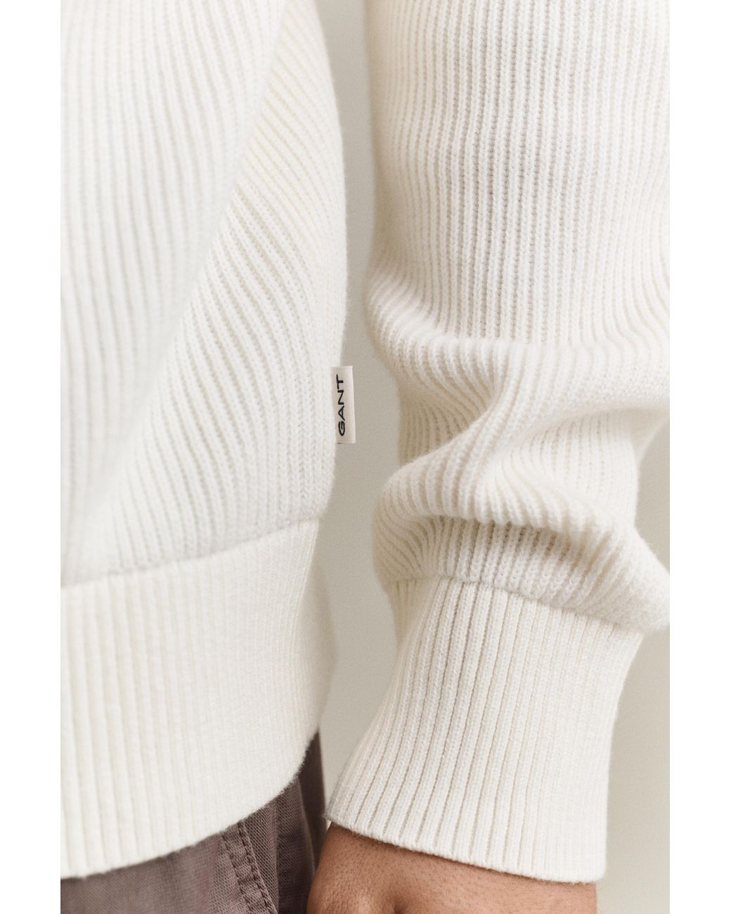 Gant Natural Cotton Merino Turtleneck Cream for men