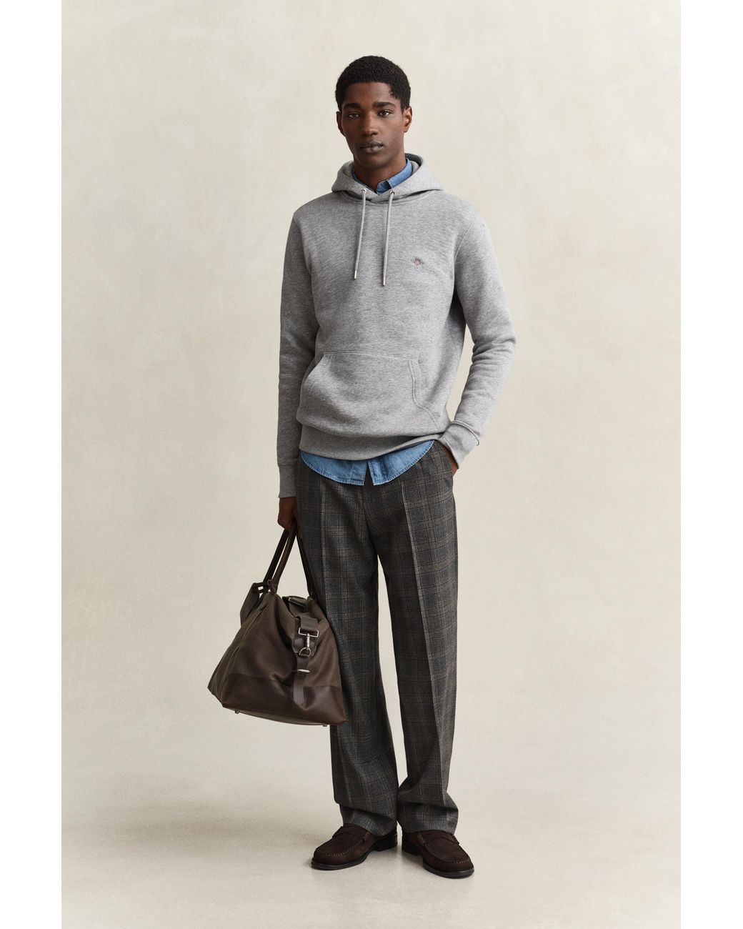 Gant Gray Shield Hoodie Melange for men