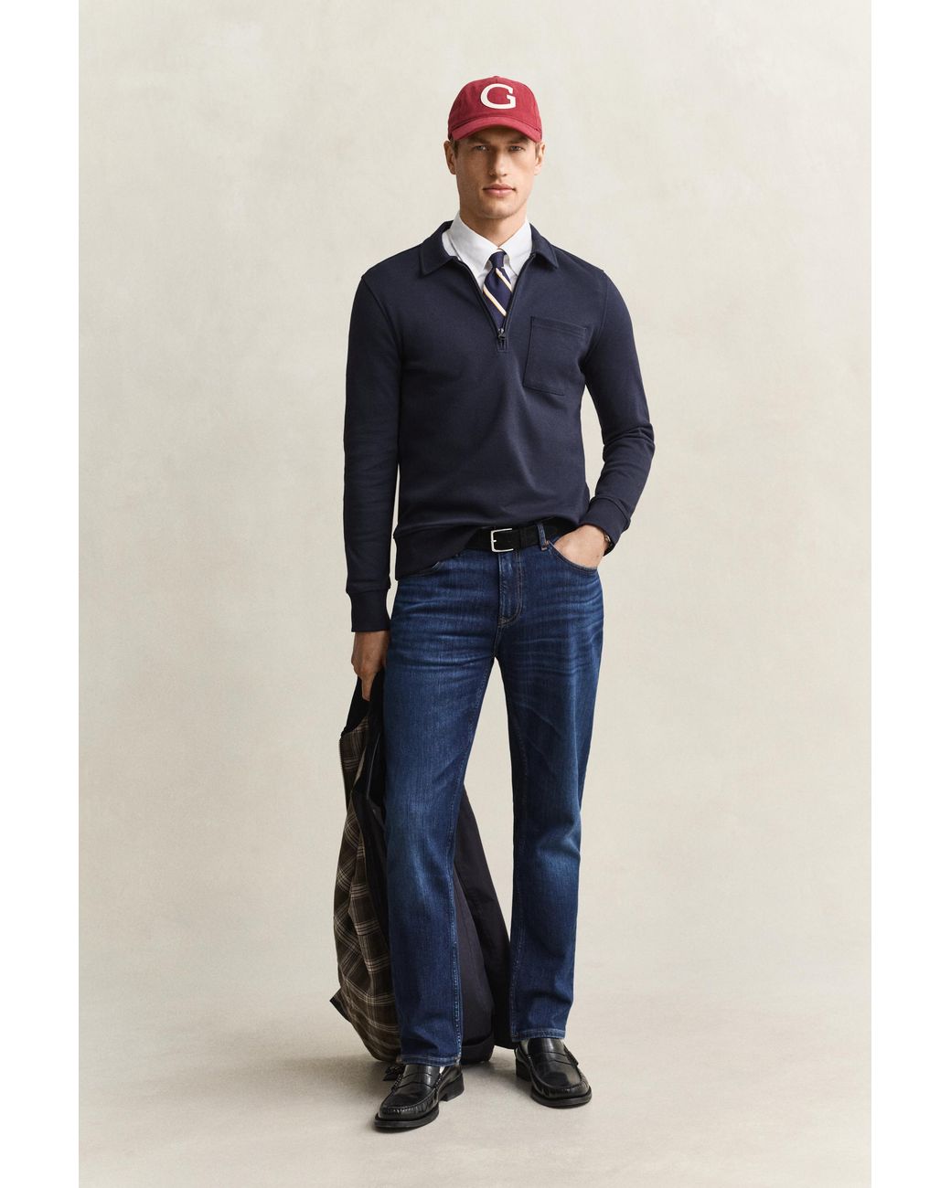 Gant Blue Half-Zip Sweatshirt Evening for men