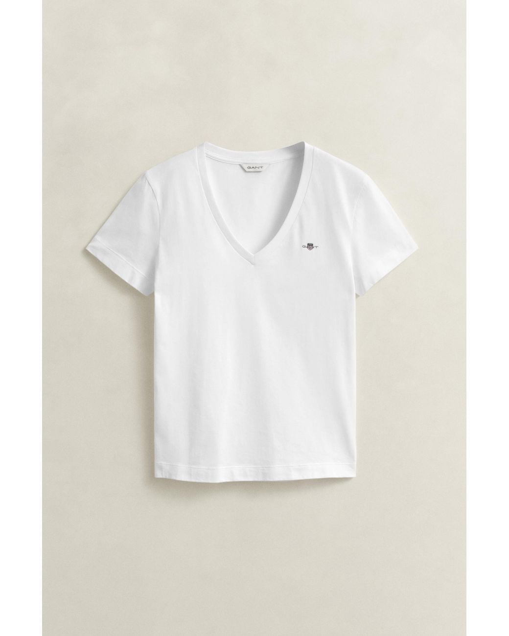 Gant White Shield V-Neck T-Shirt