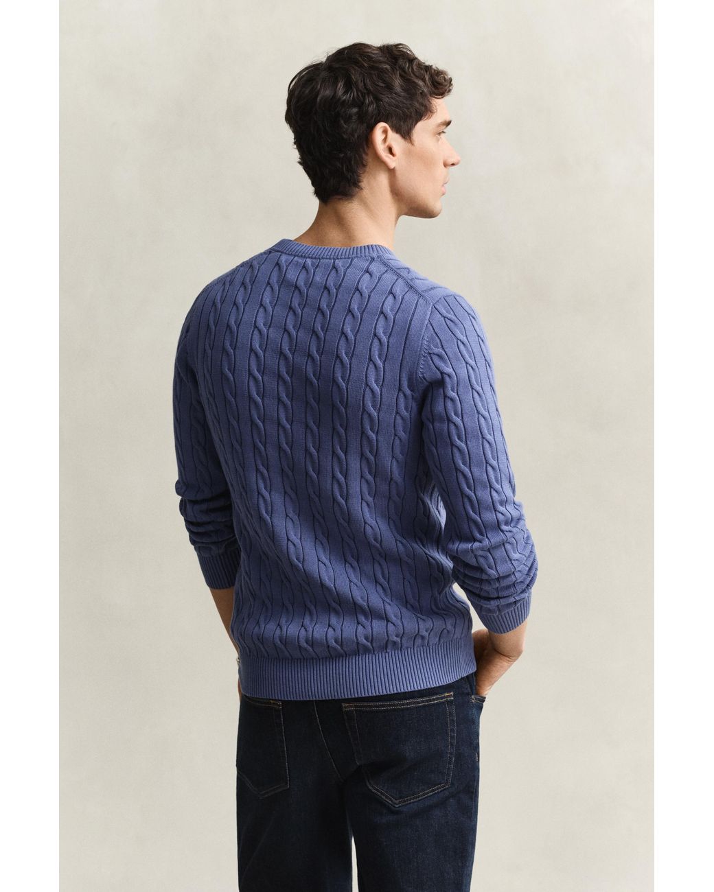 Gant Blue Classic Cable Knit Sweater for men