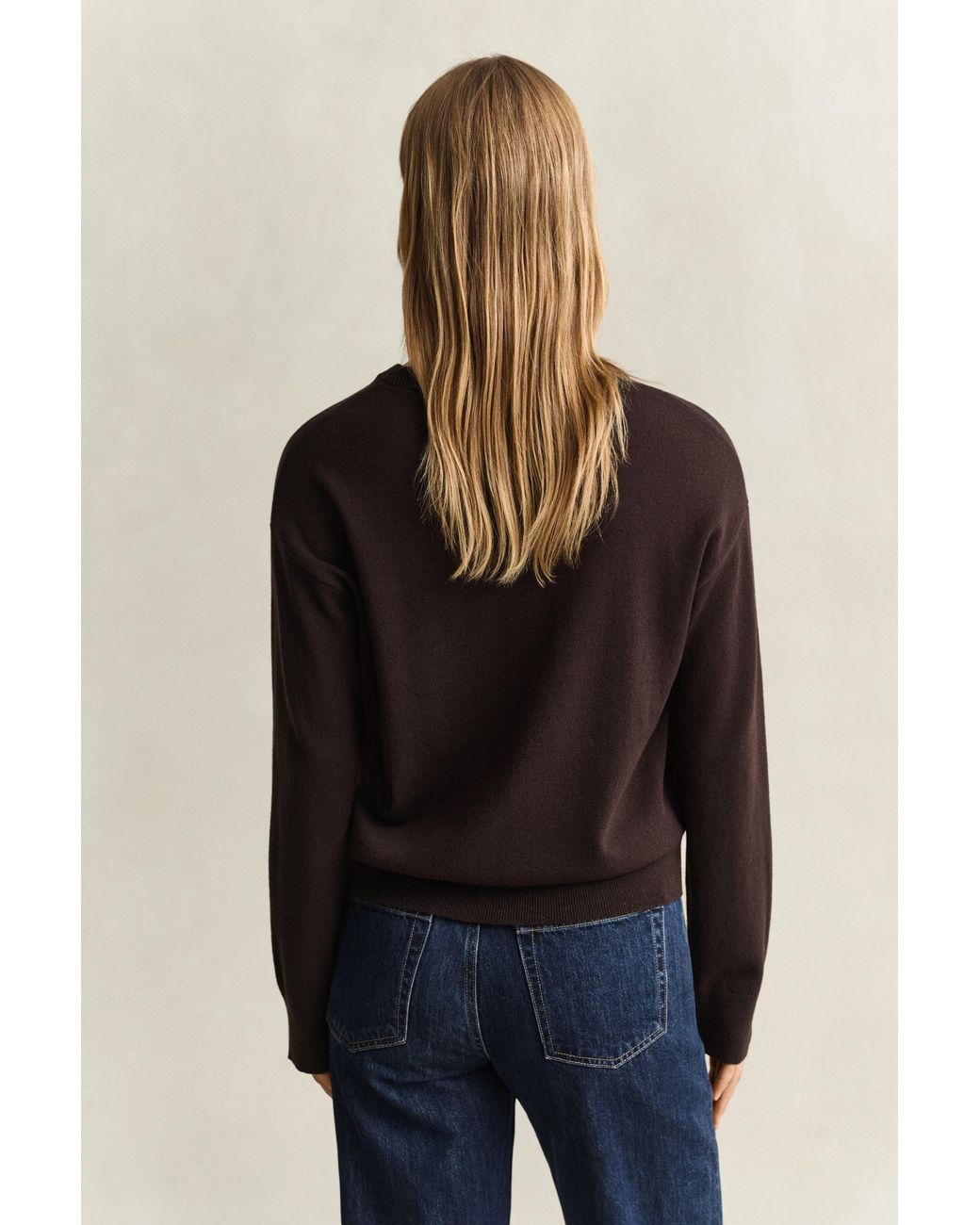 Gant Blue Superfine Lambswool Crew Neck Sweater Deep
