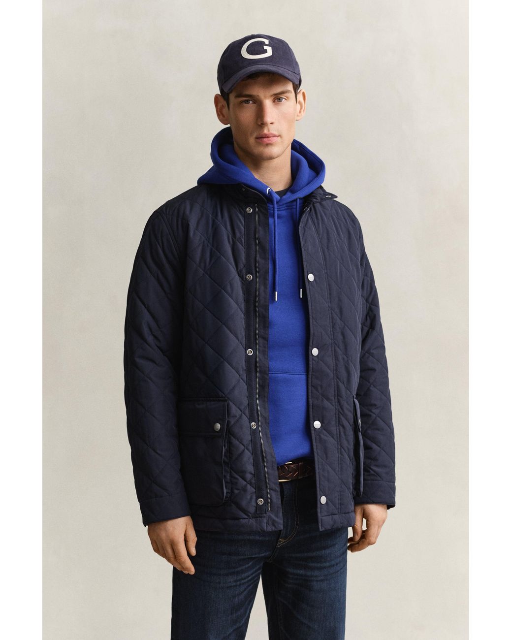 Gant Blue Quilted Mid Jacket Evening for men