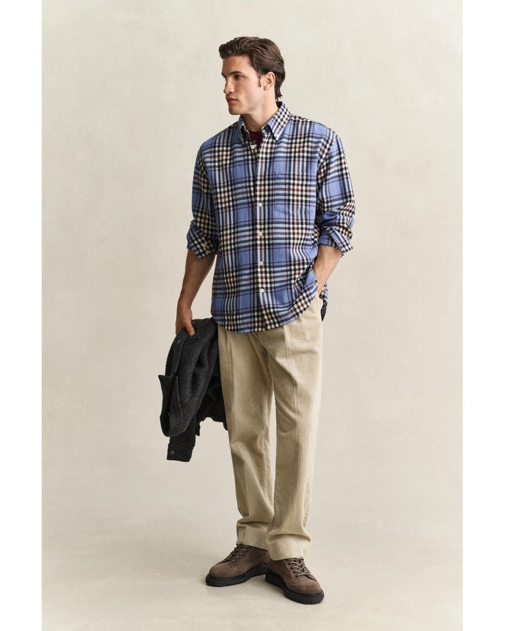 Gant Blue Pinnacle Wool Shirt Clear Sky for men
