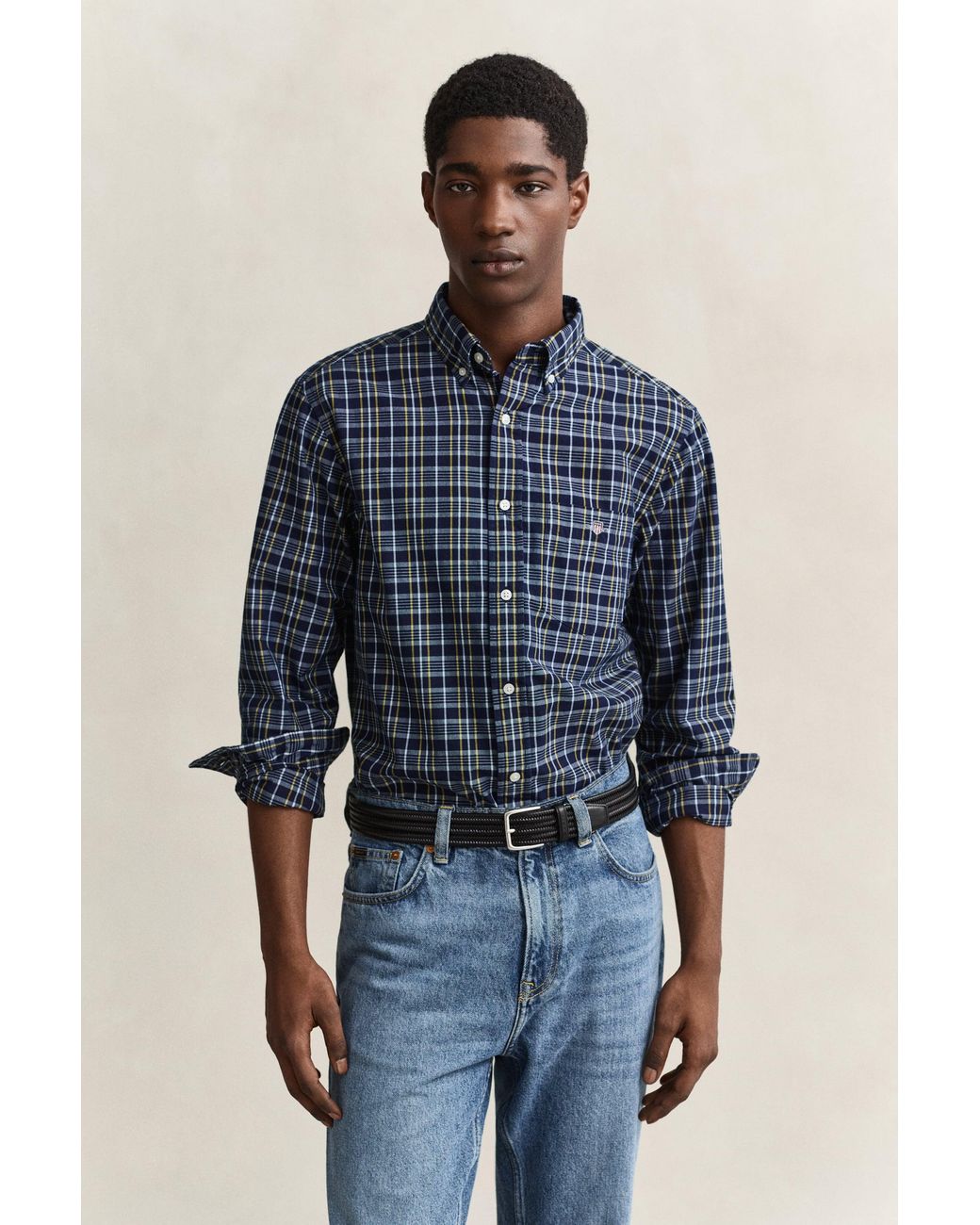 Gant Blue Checked Archive Poplin Shirt for men
