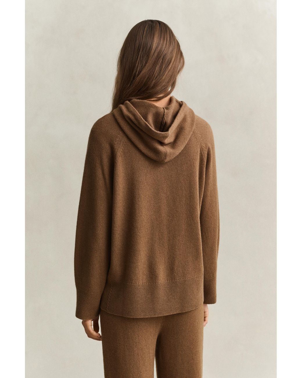 Gant Brown Wool Cashmere Hoodie Warm