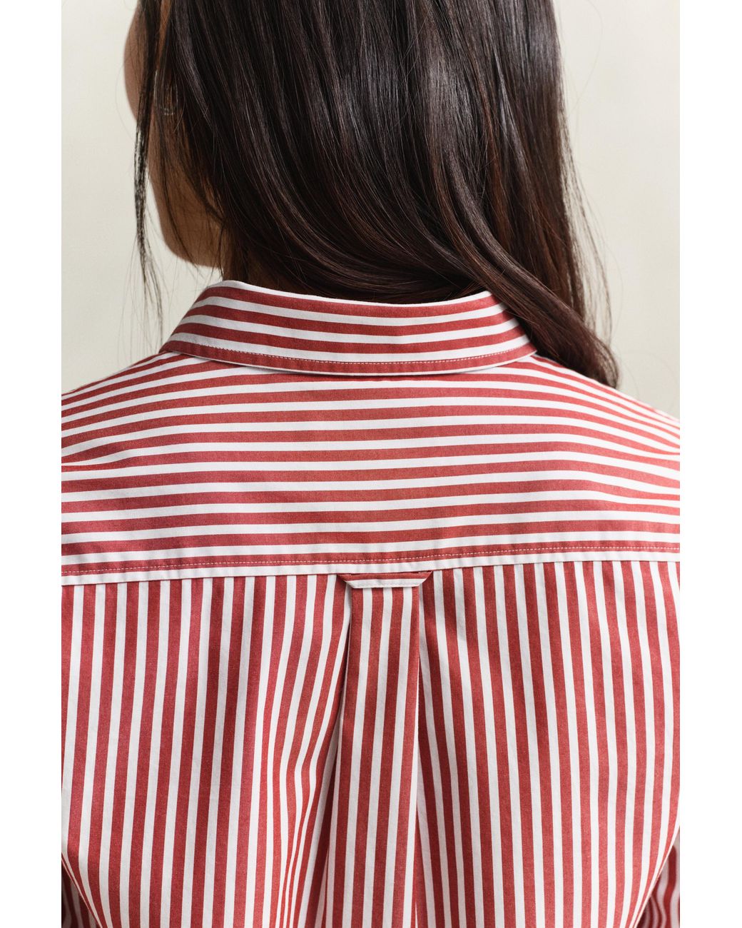 Gant Red Classic Regular Striped Poplin Shirt