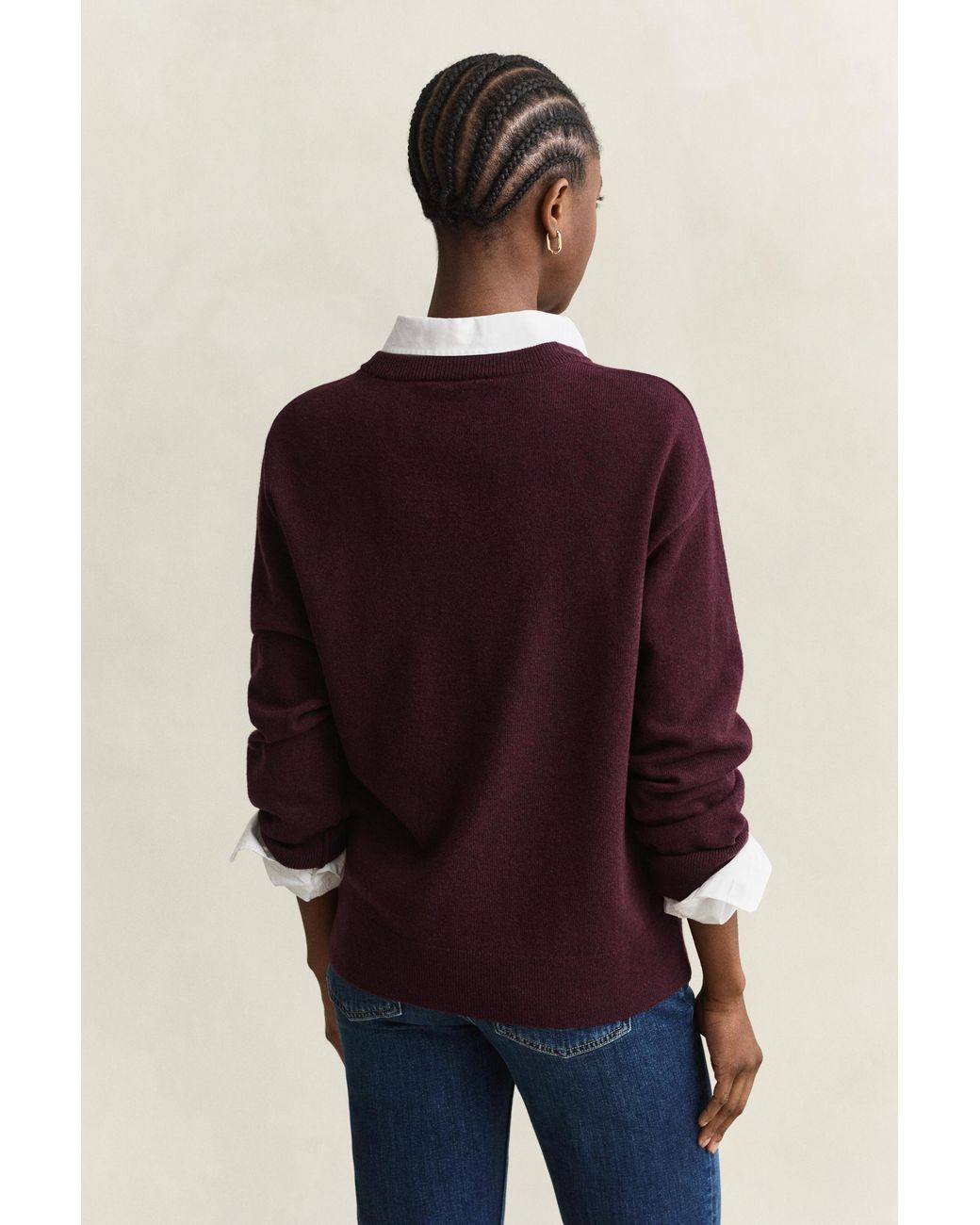 Gant Red Superfine Lambswool Crew Neck Sweater
