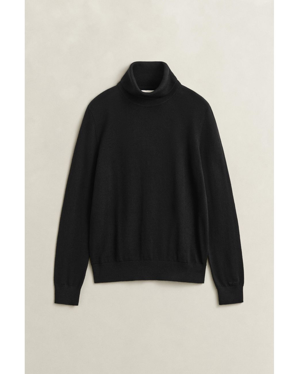 Gant Black Extra Fine Merino Wool Turtleneck Sweater
