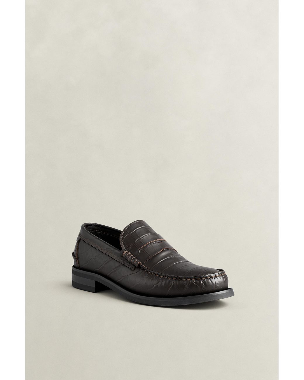 Gant Brown Lenkoxx Croc-Effect Leather Loafers Dark for men