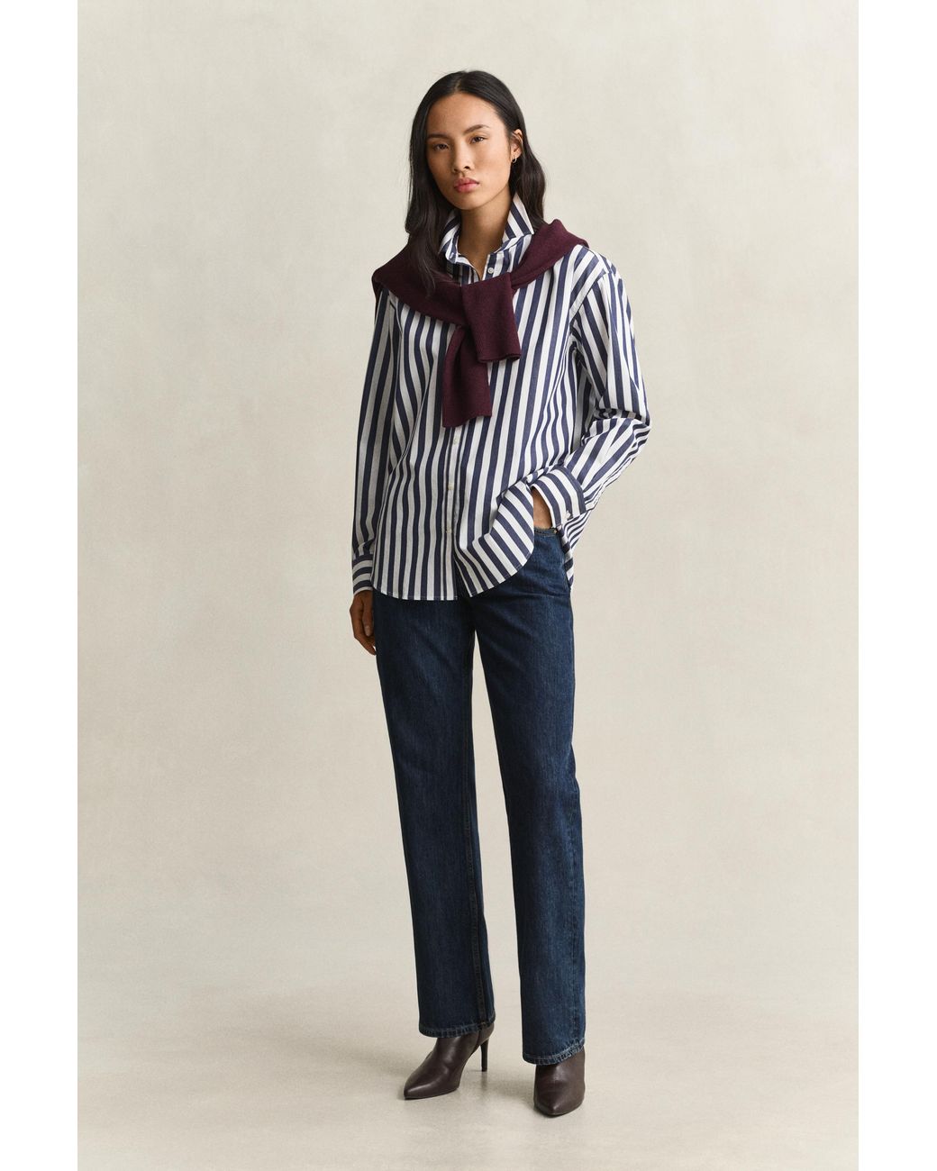 Gant Blue Relaxed Striped Poplin Shirt Classic