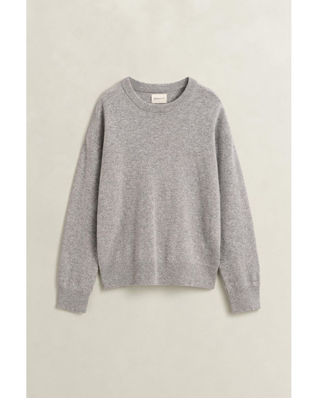 Gant Gray Superfine Lambswool Crew Neck Sweater Melange